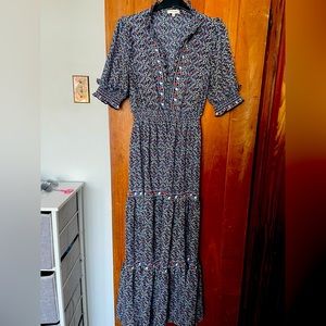 Max Studio Navy Ruffled Maxi Dress